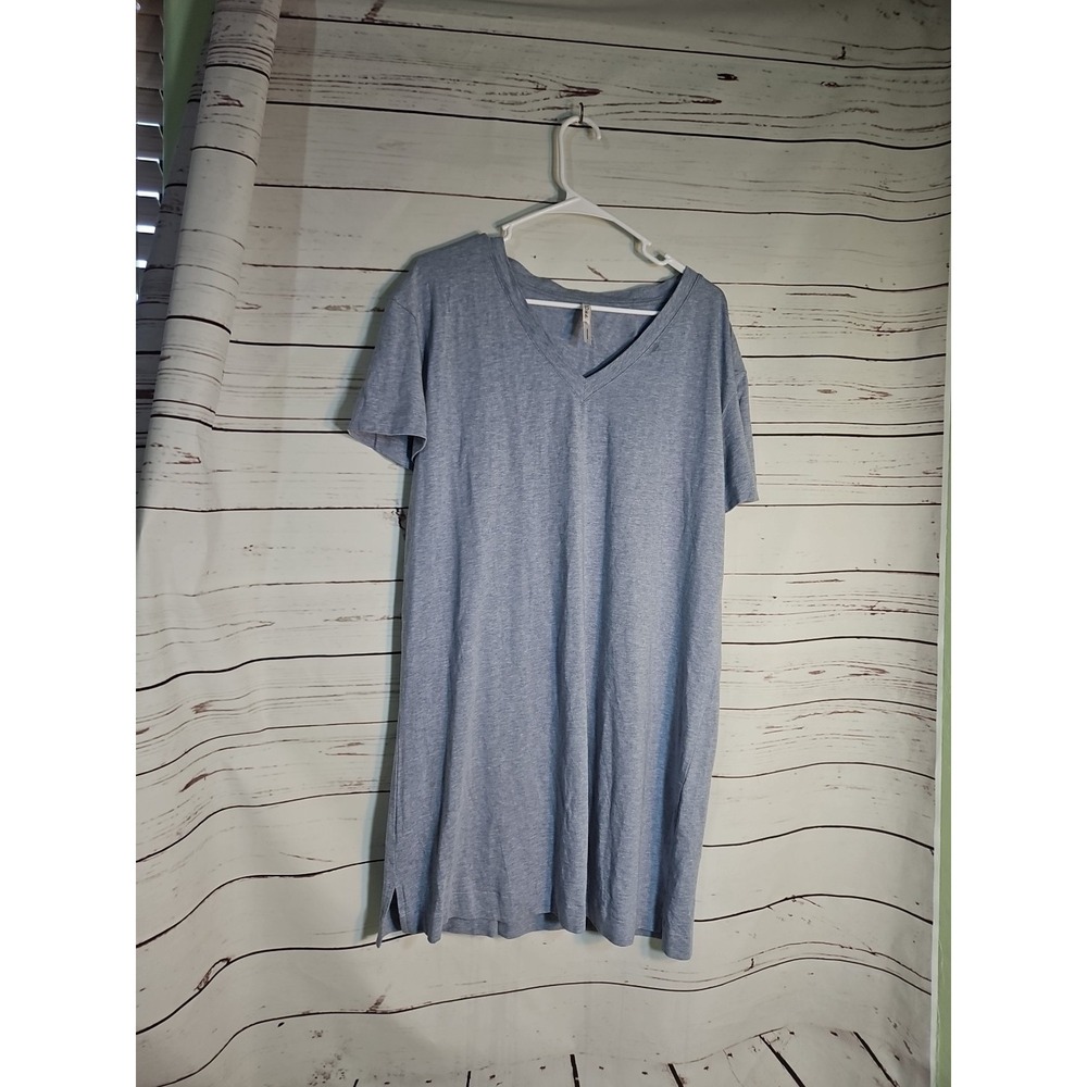 Soma Sleep Shirt Womens Large Blue V-Neck Tencel Cotton Blend Nightgown L Lounge